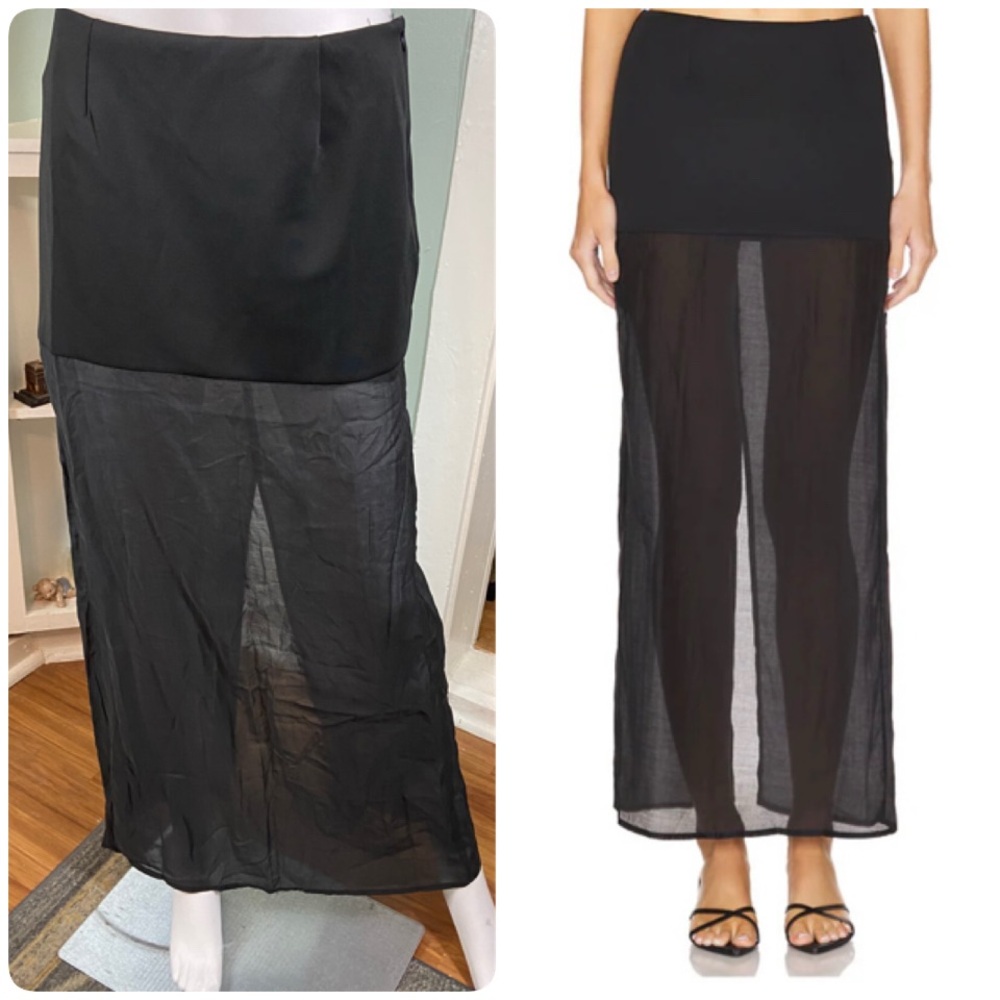 New nwt Sndys Chloe revolve Black Sheer Panel mini maxi Skirt small